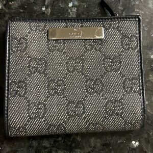 Vintage Gucci GG monogram leather & canvas Bi-fold wallet